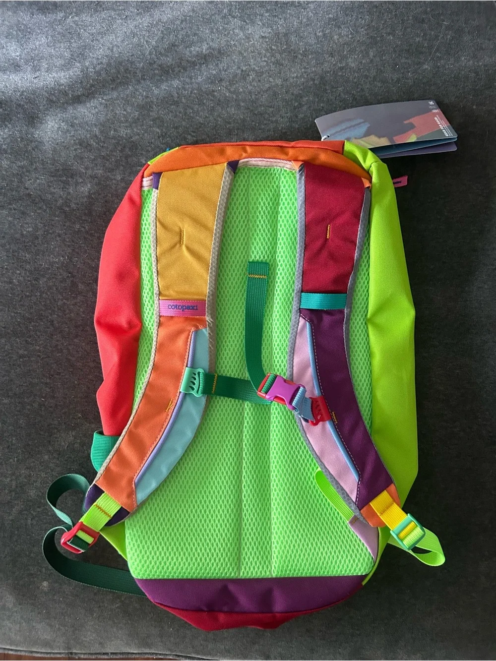 cotopaxi purple green orange small backpack